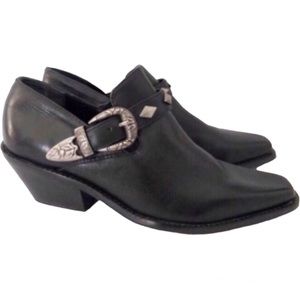 DINGO Black Leather Buckle Booties 6.5M